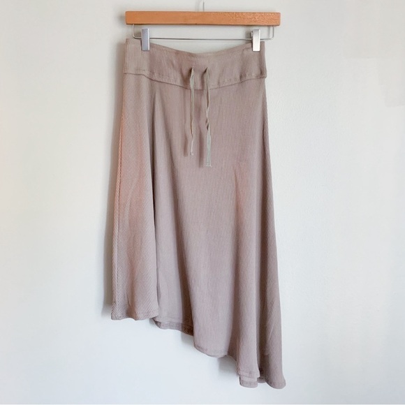 nyc factory Dresses & Skirts - NWT NYC Factory ribbed drawstring asymmetrical midi skirt stone beige size 6